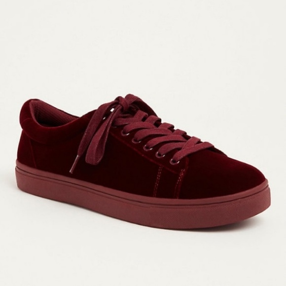 torrid Shoes - Torrid Wide Width Burgundy Velvet Sneakers NWOT